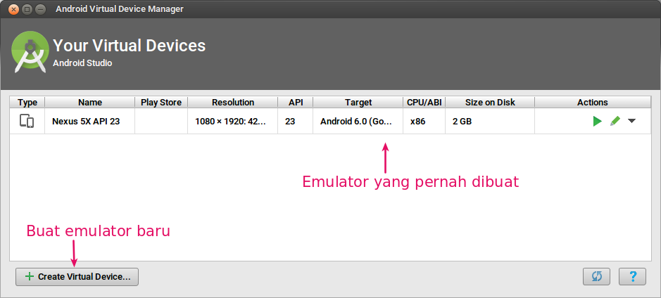 Ikon untuk membuat Emulator