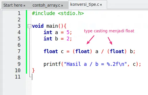 Type casting pada C