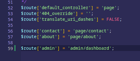 route default untuk admin