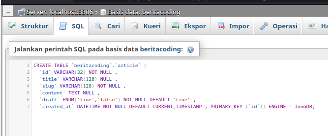 perintah sql untuk membuat tabel