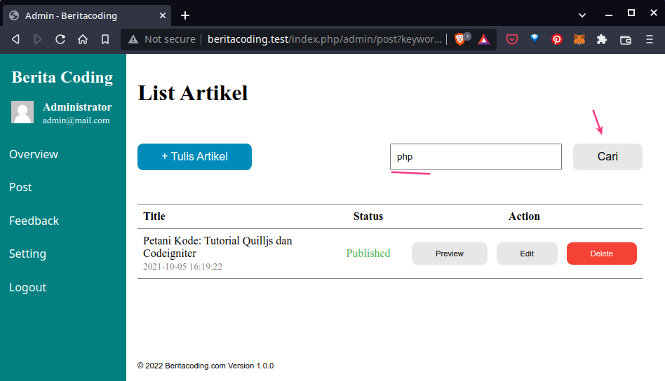 Tutorial Codeigniter 13 Membuat Fitur Pencarian 6824