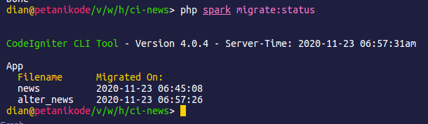 migrate status