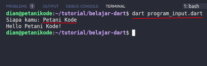 Program input dan output di Dart