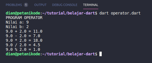 Program operator aritmatika pada Dart