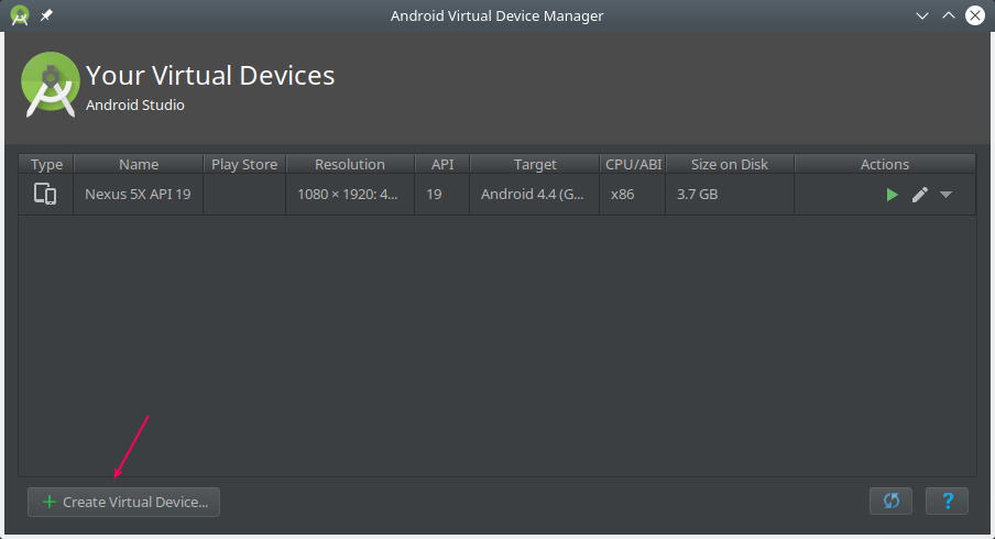 Android Virtual Device Manager