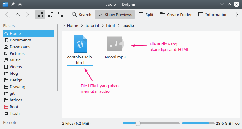 File audio dan HTML