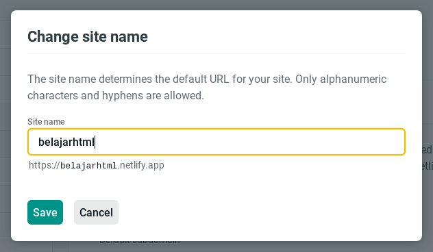 Mengubah nama domain di netlify