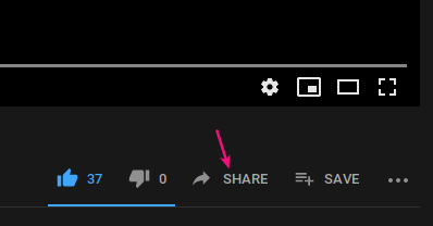 Tombol share di Youtube