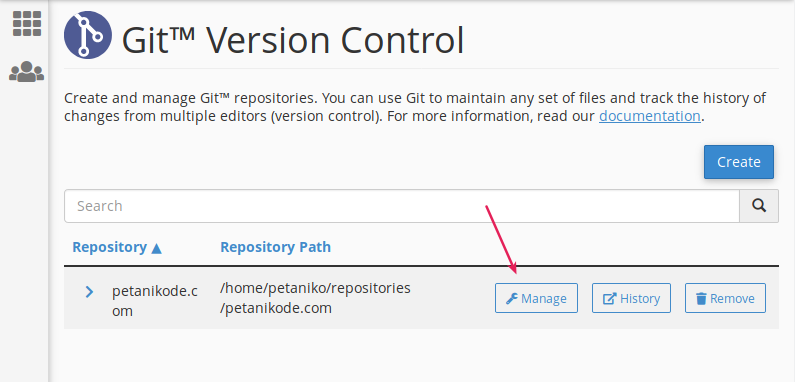 Manage repo git di CPanel