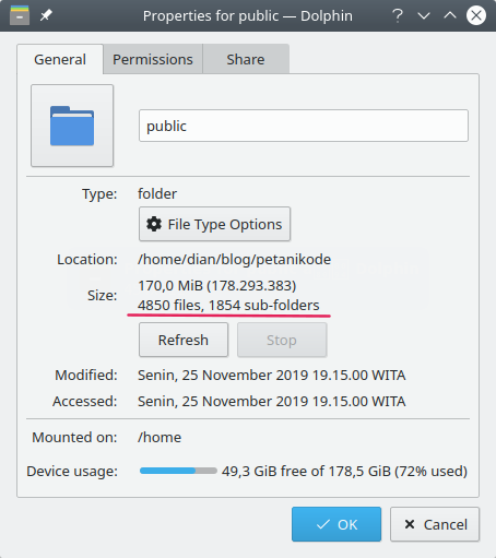 Jumlah file di dalam public dir