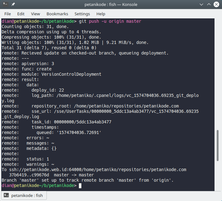 Melakukan push ke server