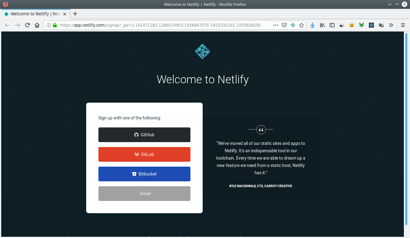 Halaman Register Netlify