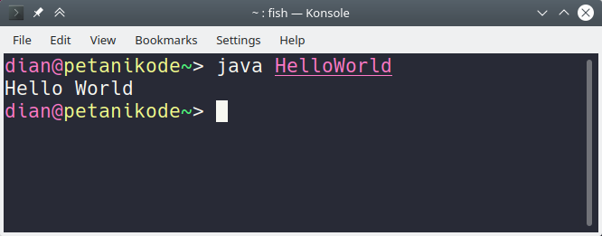 program hello world java