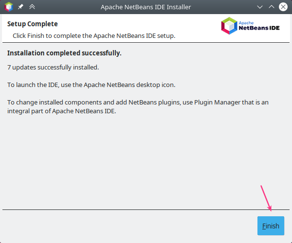 finish install netbeans