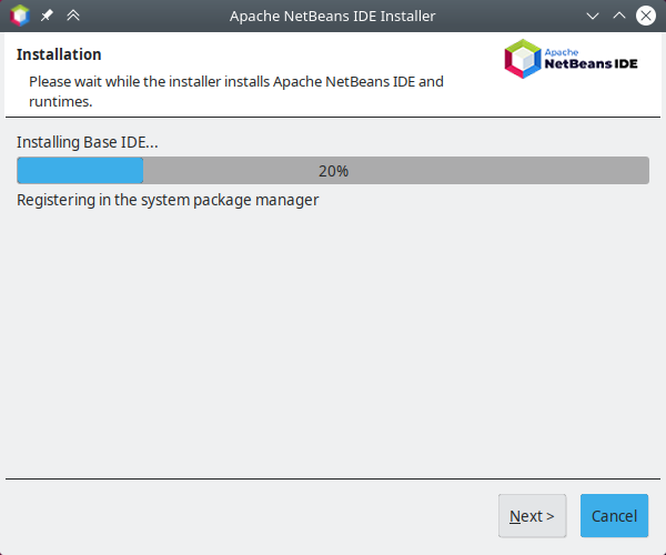 progress install netbeans