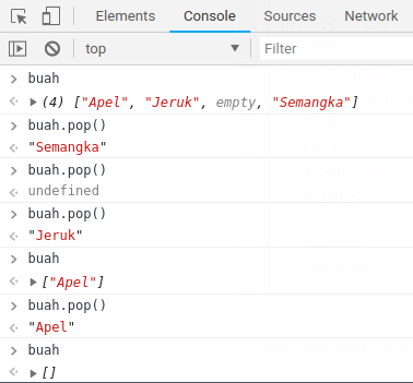 Fungsi pop pada javascript