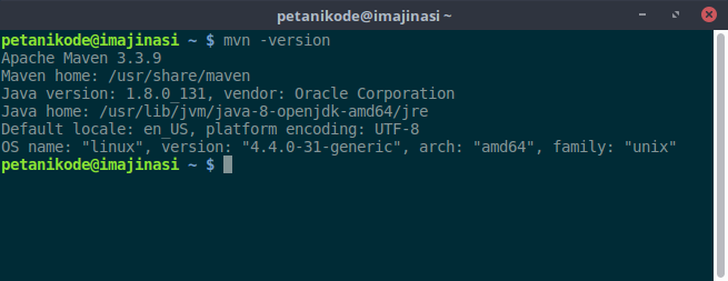 Versi Maven yang terinstall