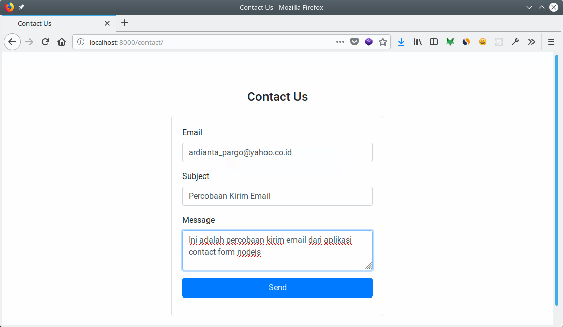 Mengirim email dengan contact form nodejs