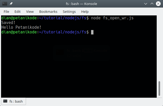 Tulis dan baca file di Nodejs