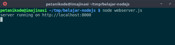 Eksekusi webserver nodejs