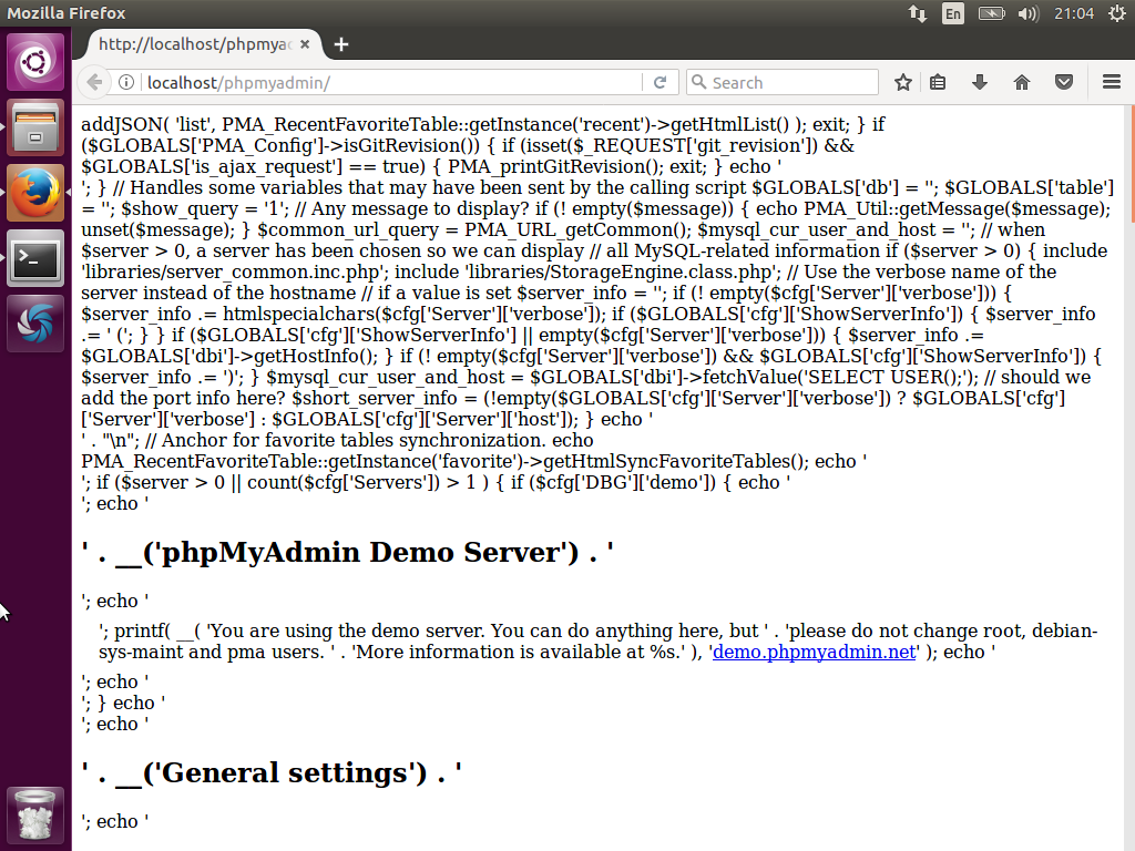 error phpmyadmin