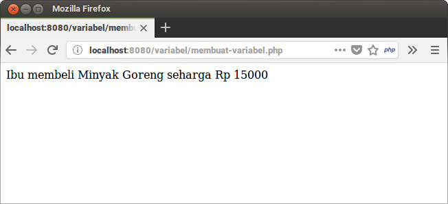 Hasil Program Variabel PHP