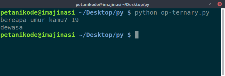 Hasil program operator ternary
