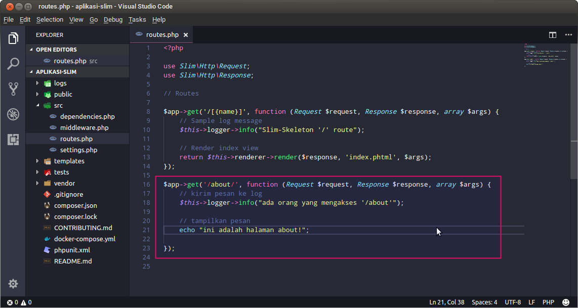 Php route product category. Slim Framework.