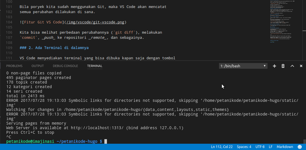 vscode open terminal by default